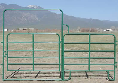 Green powder coated gate with panel