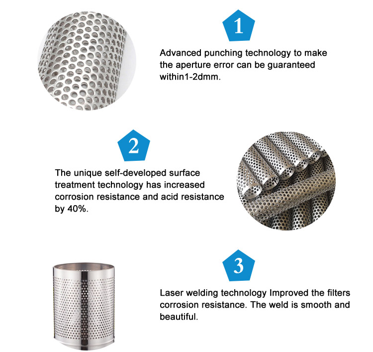 stainless steel round filter mesh exhaust perforated pipe tube